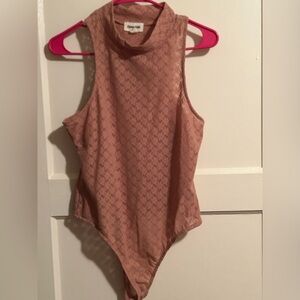 NWOT beige lace thong bodysuit large